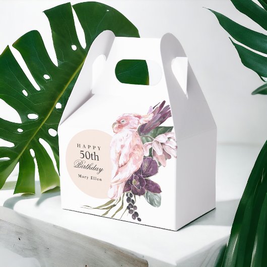 Pink Parrot Boho Tropical 50th Birthday Party Bedankdoosjes
