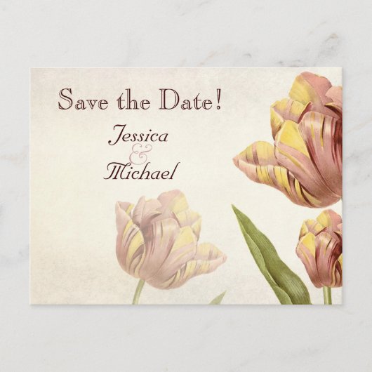 Pink Parrot Tulip Save the Date Briefkaart (Voorkant)