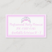 Pink Party Princess Visitekaartjes (Achterkant)