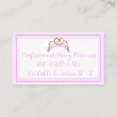 Pink Party Princess Visitekaartjes (Achterkant)