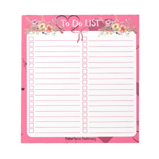 Pink Passion Heart To Do Lijst Notitieblok (Voorkant)