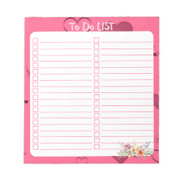Pink Passion Heart To Do Lijst Notitieblok