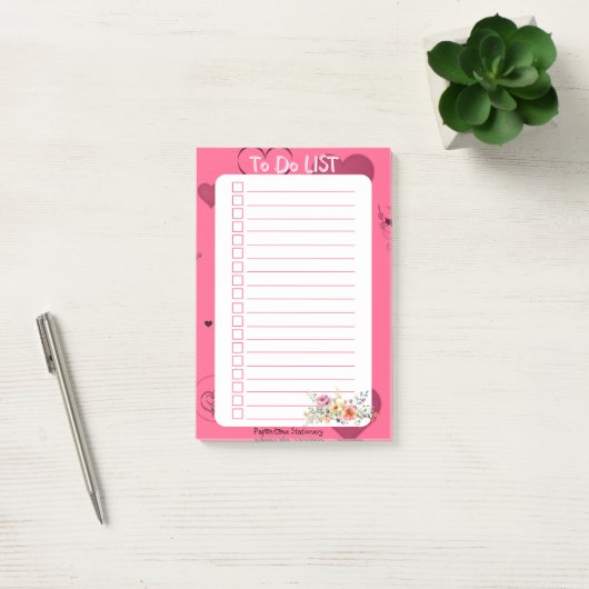 Pink Passion Heart To Do Lijst Post-it® Notes (Kantoor)