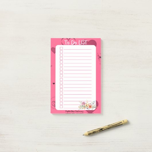 Pink Passion Heart To Do Lijst Post-it® Notes (Op bureau)