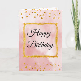 Pink Pastel Birthday Card with Gold Frame and Tins Kaart