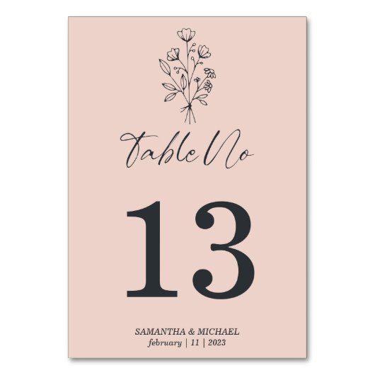 Pink Pastel Boho Botanical Signature Floral Kaart (Voorkant)