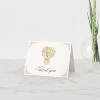 pink pastel bouquet Elegant Bedankkaart
