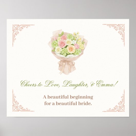 pink pastel bouquet Elegant Poster (Voorkant)