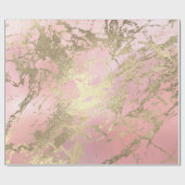 Pink Pastel Champaigne Gold Marble Metallic Stroke Cadeaupapier (Vlak)