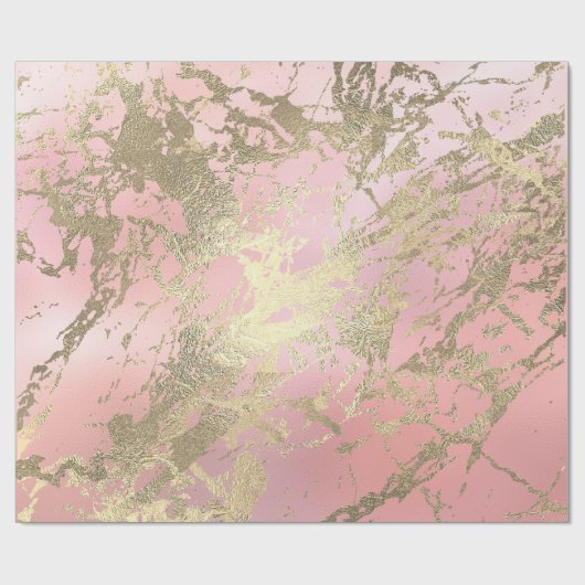 Pink Pastel Champaigne Gold Marble Metallic Stroke Cadeaupapier (Vlak)
