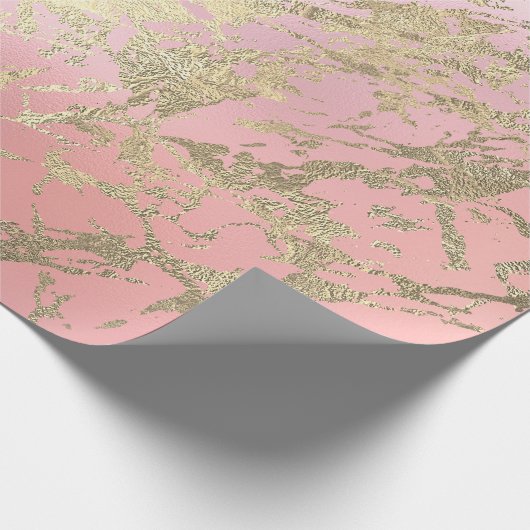 Pink Pastel Champaigne Gold Marble Metallic Stroke Cadeaupapier (Hoek)