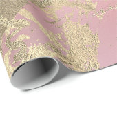 Pink Pastel Champaigne Gold Marble Metallic Stroke Cadeaupapier (Rol Hoek)