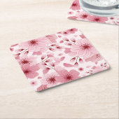 Pink Pastel Cherry Blossom Pattern Kartonnen Onderzetters (Schuin)