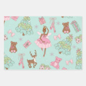 Pink Pastel Christmas Black Santa & Ballerina Inpakpapier Vel (Voorkant 2)