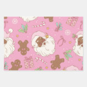 Pink Pastel Christmas Black Santa & Ballerina Inpakpapier Vel (Voorkant)