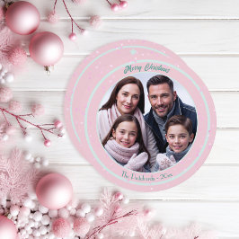 Pink Pastel Christmas Family Flat Holiday Kaart