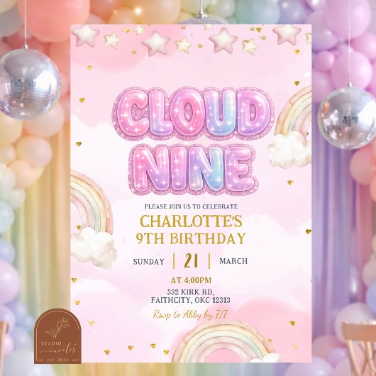 Pink Pastel Cloud Nine Birthday Kaart