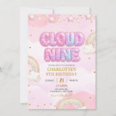 Pink Pastel Cloud Nine Birthday Kaart (Voorkant)