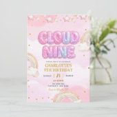 Pink Pastel Cloud Nine Birthday Kaart (Staand voorkant)