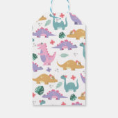 Pink & Pastel Dinosaur Birthday Gift Tag Cadeaulabel (Achterkant)