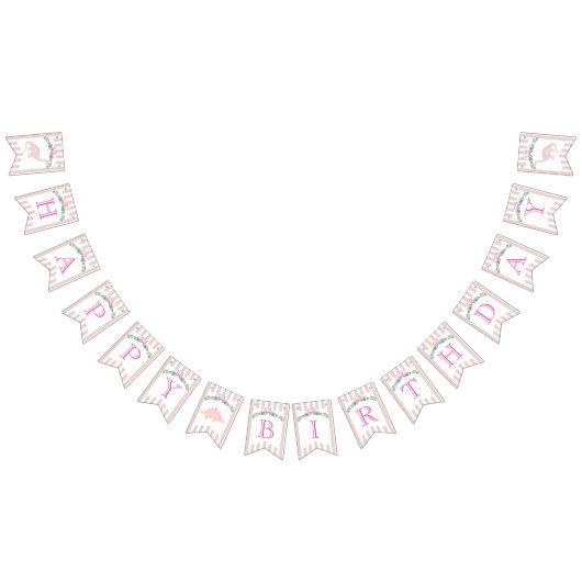 Pink Pastel Dinosaur Birthday Party Bunting Banner (Alle)
