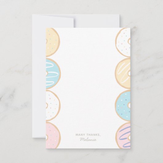 Pink Pastel Donut Birthday Party Bedankkaart (Voorkant)