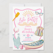Pink pastel girl Lake party birthday Kaart (Voorkant)