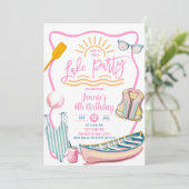 Pink pastel girl Lake party birthday Kaart (Staand voorkant)