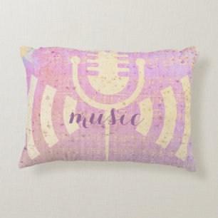 Pink Pastel Grunge Love Music Pillow Accent Kussen