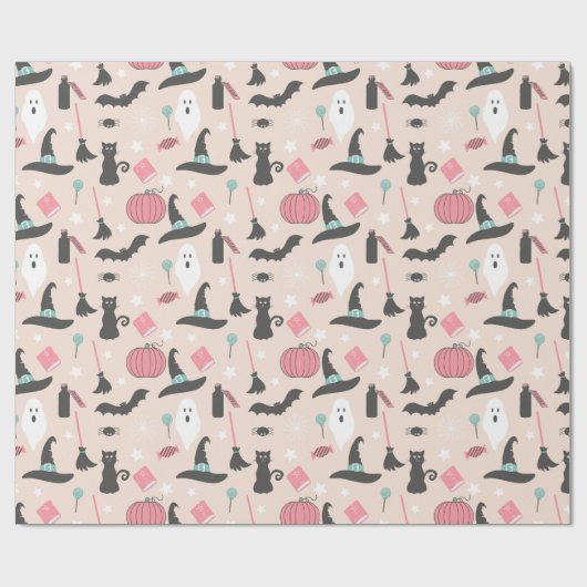 Pink Pastel Halloween Cadeaupapier (Vlak)
