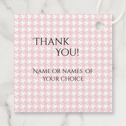 Pink Pastel Houndstooth Bunny Rabbit Bedankjes Labels (Achterkant)