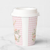 Pink Pastel Houndstooth Bunny Rabbit Papieren Bekers (Rechts)