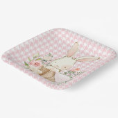 Pink Pastel Houndstooth Bunny Rabbit Papieren Bordje (Gebogen)