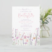 Pink Pastel Lifetime of Butterflies Bridal Shower Kaart (Staand voorkant)