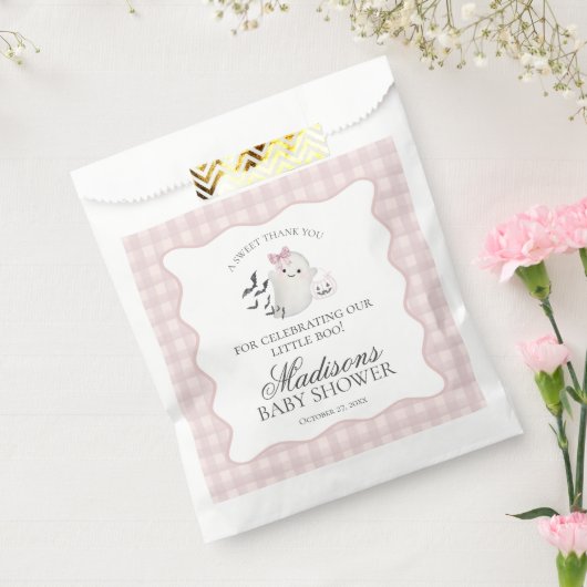 Pink Pastel Little Boo Ghost Baby Shower Dessert Bedankzakje (Gezegeld)