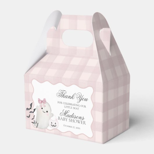 Pink Pastel Little Boo Ghost Baby Shower Gable Bedankdoosjes (Achterkant)