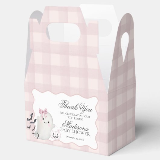 Pink Pastel Little Boo Ghost Baby Shower Gable Bedankdoosjes (Geopend)