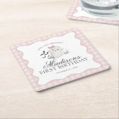 Pink Pastel Little Boo Ghost Birthday Party Bar Kartonnen Onderzetters (Schuin)