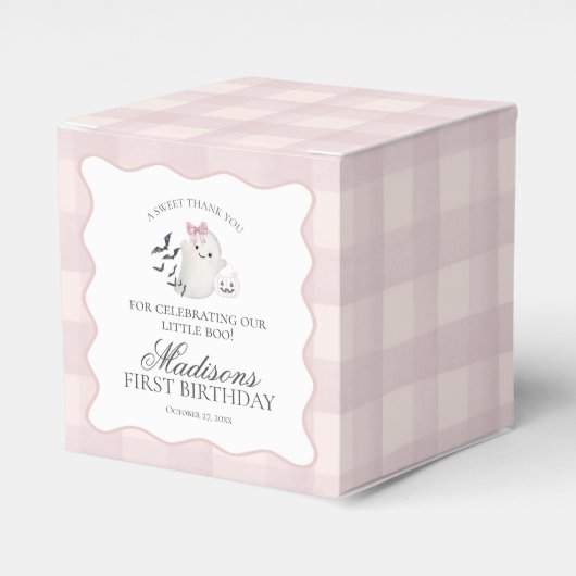 Pink Pastel Little Boo Ghost Birthday Party Gable Bedankdoosjes (Voorkant Zijde)