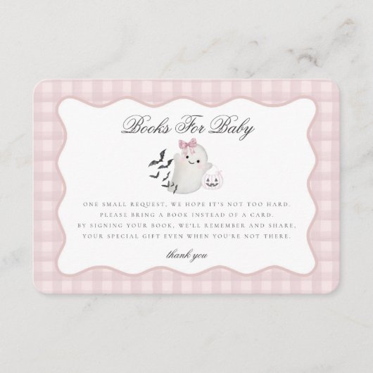 Pink Pastel Little Boo Ghost Books for Baby Insert Informatiekaartje (Voorkant)
