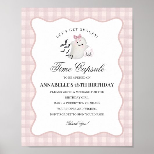 Pink Pastel Little Boo Ghost Time Capsule Game Poster (Voorkant)
