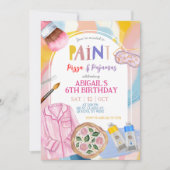 Pink Pastel Paint Pizza and Pajamas Party Kaart (Voorkant)