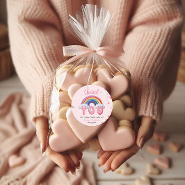 Pink Pastel Rainbow Birthday Thank You Ronde Sticker