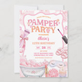 Pink Pastel Retro Spa Pamper Party Birthday Kaart (Voorkant)