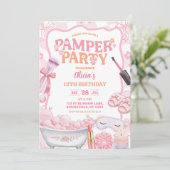Pink Pastel Retro Spa Pamper Party Birthday Kaart (Staand voorkant)