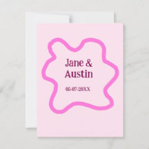 Pink pastel retro wedding border frame name date