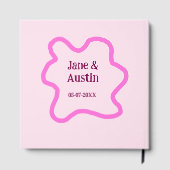 Pink pastel retro wedding border frame name date gastenboek (Achterkant)