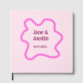 Pink pastel retro wedding border frame name date gastenboek (Voorkant)