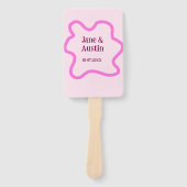 Pink pastel retro wedding border frame name date handwaaier (Voorkant)