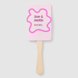 Pink pastel retro wedding border frame name date handwaaier